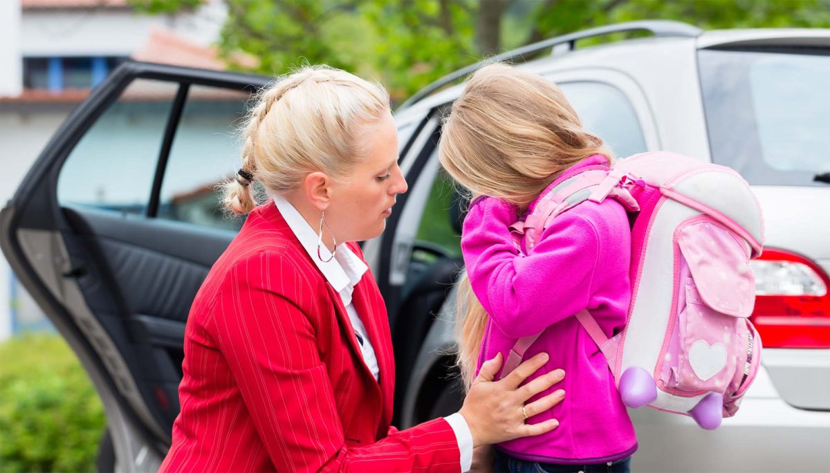 anxious child at car drop-off